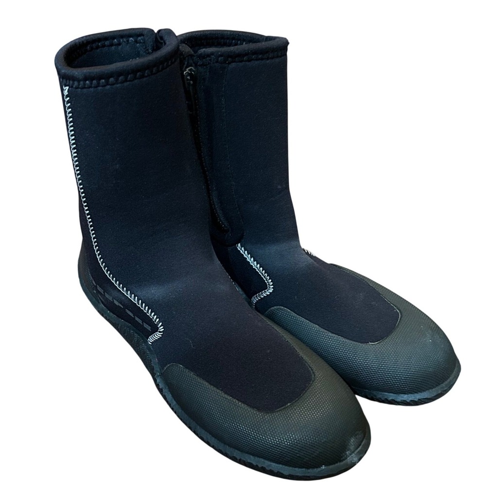 Deep See Dive Boots Unisex Black Neoprene Zipper Scuba Snorkel 7/8
